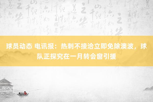 球员动态 电讯报：热刺不接洽立即免除澳波，球队正探究在一月转会窗引援