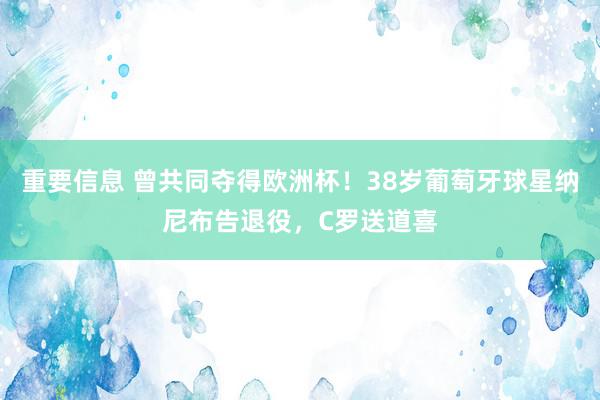 重要信息 曾共同夺得欧洲杯！38岁葡萄牙球星纳尼布告退役，C罗送道喜