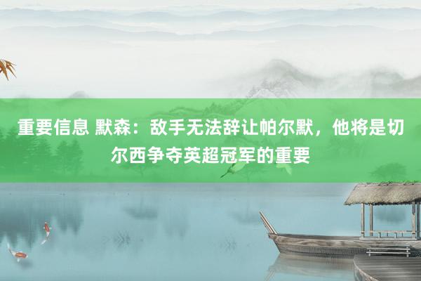 重要信息 默森：敌手无法辞让帕尔默，他将是切尔西争夺英超冠军的重要