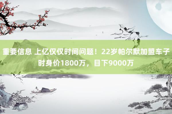 重要信息 上亿仅仅时间问题！22岁帕尔默加盟车子时身价1800万，目下9000万