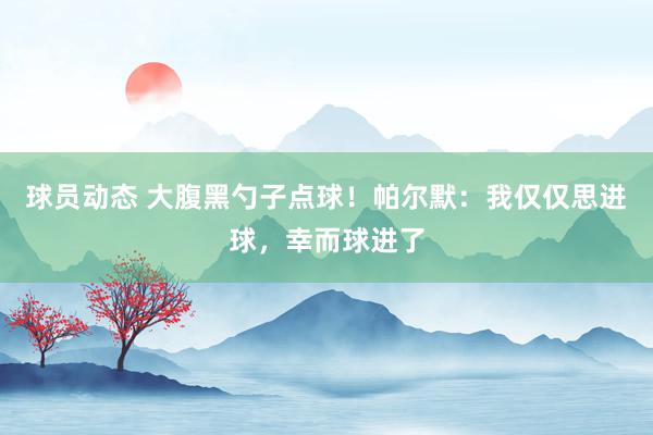 球员动态 大腹黑勺子点球！帕尔默：我仅仅思进球，幸而球进了