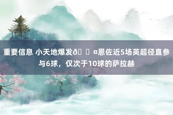 重要信息 小天地爆发😤恩佐近5场英超径直参与6球，仅次于10球的萨拉赫